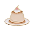 Mignonne épingle en émail de pudding au caramel avec cerise et bords dorés - Style de Pudding (XZ8758)