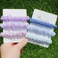 Lot de chouchous élastiques aux motifs floraux violets et bleus sur carte blanche - 6 pièces Violet Bleu