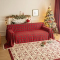 Christmas red plaid sofa throw cover with tassels on a cozy holiday living room set - 180*230CM / Big Red Plaid
