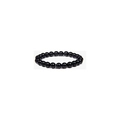 Polished 8mm black obsidian round bead elastic bracelet with glossy minimalist finish - Bright Black