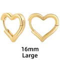 Orecchini a cerchio a cuore dorati misura grande 16mm con design cavo minimalista - Cuore 16mm