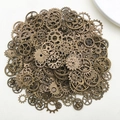 Bulk steampunk bronze alloy gear charms in mixed sizes for DIY jewelry crafts - 30 g / Bronze