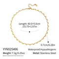 Detailansicht der goldenen Mondsichel-Halskette mit Maßen und Edelstahl-Spezifikationen - Goldene Halskette mit Halbmond (YYN025406)