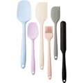 Blue 6-piece heat-resistant silicone baking spatulas and brush set for kitchen use - 6-Piece Set / Colorful