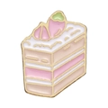 Broche en émail part de gâteau aux fraises rose avec placage doré pour filles - Style de Gâteau aux Fraises (XZ8756)