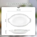 12 inch white ceramic oval fish plate with handles and scalloped edges for dining - Misty Illusion - 12 Inch Fish Plate