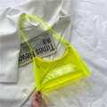 Neon yellow transparent PVC jelly shoulder bag with matching zipper for summer style - Yellow