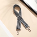 Adjustable black and white herringbone woven strap with silver metal swivel hooks - Jacquard Black and White (Silver Buckle)