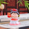 Cute Tang Dynasty style girl figurine holding a lucky red bag with gold ingots - 1056-17B Holding Money Bag