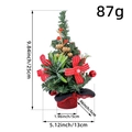Mini albero di Natale con aghi di pino, fiocco rosso e bacche, decorazione da 25 cm - Base Rossa con Stile Fiocco