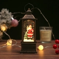 Vintage bronze Christmas lantern with Santa Claus and sparkling glitter swirling inside - New Square Lantern Santa (Water-filled) / Water-filled