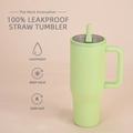 Green 40oz insulated travel tumbler with folding straw lid and leakproof design - 40oz / Grass Green