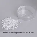 Set of 500 clear silicone bullet earring backs with a round transparent storage case - High Quality Earring Backs ~500pcs With Box