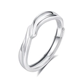 Minimalist S925 sterling silver couple ring with wave design and open adjustable fit - Adjustable Open / Men's Style (FDJZ-154)