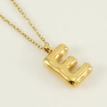 Polished gold bubble letter E pendant necklace with fine chain for women - Letter E [Gold]