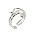 Anillo abierto minimalista con forma de serpiente hueca de acero inoxidable para mujer - Abierto Ajustable / Color Acero