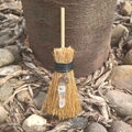 Mini Wicca witch broom car pendant with clear crystal and pentagram star charm - Pentagram with White Crystal