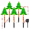 Solar Christmas tree stake lights with red white striped poles and solar panel - Christmas Tree