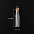 Mini transparent glass wish bottle with cork and metal ring, size 48mm x 10mm - Transparent Straight Tube Bottle + Eye Pin Cork