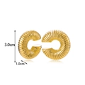Chique gouden roestvrijstalen C-vormige oorbellen met spiraalpatroon en 3cm diameter - Goud Gedraaide C-Vorm Stijl (ER-1227)