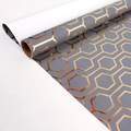 Black and gold hexagon patterned gift wrapping paper roll with metallic finish - Grey Gold