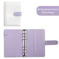 A6 white and purple faux leather binder notebook with 6-ring binder and card slots - White Exterior Purple Interior (Cover Only)