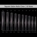 Maattabel voor extra lange vierkante transparante kunstnagels in 10 salonafmetingen - Vierkante Kunstnageltips (10 Stuks) / Transparant