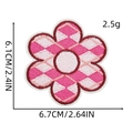 Pink heart floral embroidery patch size 6.7cm by 6.1cm for DIY clothing decoration - Flower Patch 12#