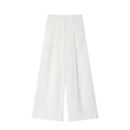 Detalle de pantalones blancos de talle alto con pinzas dobles y acabado drapeado elegante - XS / Pantalones Blancos