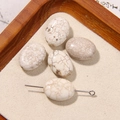 Oval white stone beads with crackle pattern for vintage DIY jewelry making projects - White Crackle Pattern Oval Style (33号)