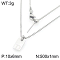 Silver stainless steel box chain necklace with a small rectangular letter D pendant - Silver Letter D Style (KN293670-Z)