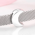 S925 sterling silver mesh watch chain bracelet with a crescent moon charm detail - Moon Shape (PP0007)