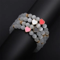 Set di braccialetti in pietra naturale occhio di gatto con ciondoli a cuore - Ciondolo a Cuore Bianco / Bianco