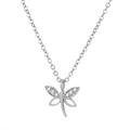 Silberne Libellenkette mit funkelnden Zirkonia und hohlen Flügelanhängern - Silber Anhänger Und Kette