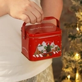 Scatola di latta natalizia rossa con manico per mele e confezioni regalo - Quadrato / Rosso