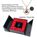 Rose gold heart projection necklace with 100 languages I love you in a red rose gift box - Rose Gold Heart Necklace and Rose Gift Box