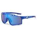 Matte blue sports sunglasses with polarized blue coating for cycling and outdoor hiking - Blue Frame Blue Mirror Lens