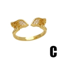 Verstellbarer goldener Ring mit Engelsflügeln und Zirkonia für einen eleganten Look - Einstellbar Offen / Federflügel Zirkonia Stil (C)