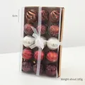 Weihnachtskugel-Set in Champagner und Burgund mit matten und glitzernden Details - 6cm / 6cm Silber Kaffee Stil
