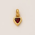 Golden heart pendant with deep red birthstone inlay on a minimalist titanium steel chain - January Heart Birthstone Pendant Only (Without Chain) / Gold