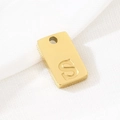 Polished gold rectangular stainless steel pendant with engraved letter S on white fabric - Letter S(KLJ9825-Z) / Gold