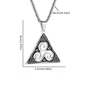 Vintage stainless steel Celtic Knot triangle pendant necklace with 60cm chain size info - Spiral Triangle Knot / Steel