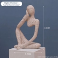 Abstract sandstone thinker sculpture in sitting pose, minimalist modern resin home decor - Sandstone Right Thinker