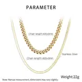 Detalle del conjunto de collar de doble capa de acero inoxidable dorado y eslabones - Dorado (KN236054-Z)