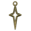 Ciondolo a stella in bronzo antico strutturato per creazione di gioielli fai da te - Croce Stella a Quattro Punte 10x23mm
