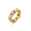 Irregular 18K gold plated stainless steel ring with marquise and round cubic zirconia - US 9 / Geometric Round Zirconia Ring (Gold)