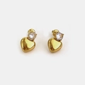 Boucles d'oreilles cœur en acier inoxydable doré 18 carats avec pierre zircon cubique - Doré