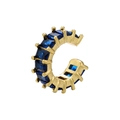 Golden ear cuff featuring micro-paved rectangular deep blue cubic zirconia stones - Gold Plated Blue Zirconia