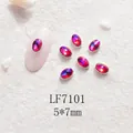 Strass ongle ovale dégradé rose et violet avec bordure argentée, taille 5x7mm - Base Argent Pierre Dégradé Rose Violet (LF7101) / 5X7mm