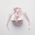 Elegant pink satin drawstring storage pouch with a smooth glossy silk-like finish - Taro Purple